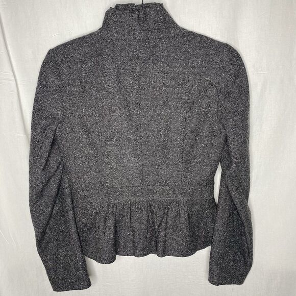 ANN TAYLOR LOFT Petites Blazer Wool Tweed Ruffled Peplum Jacket Womens 0 P Gray - Picture 2 of 11